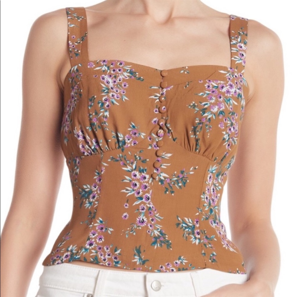 Floral button front bustier top